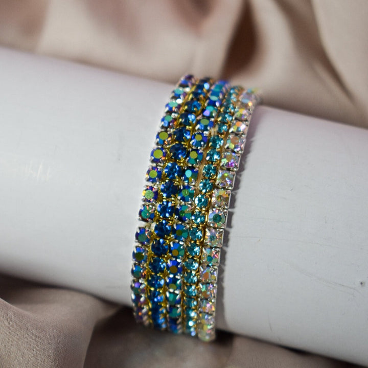 Electric Blue Glam Stackable Bands (Set of 5)