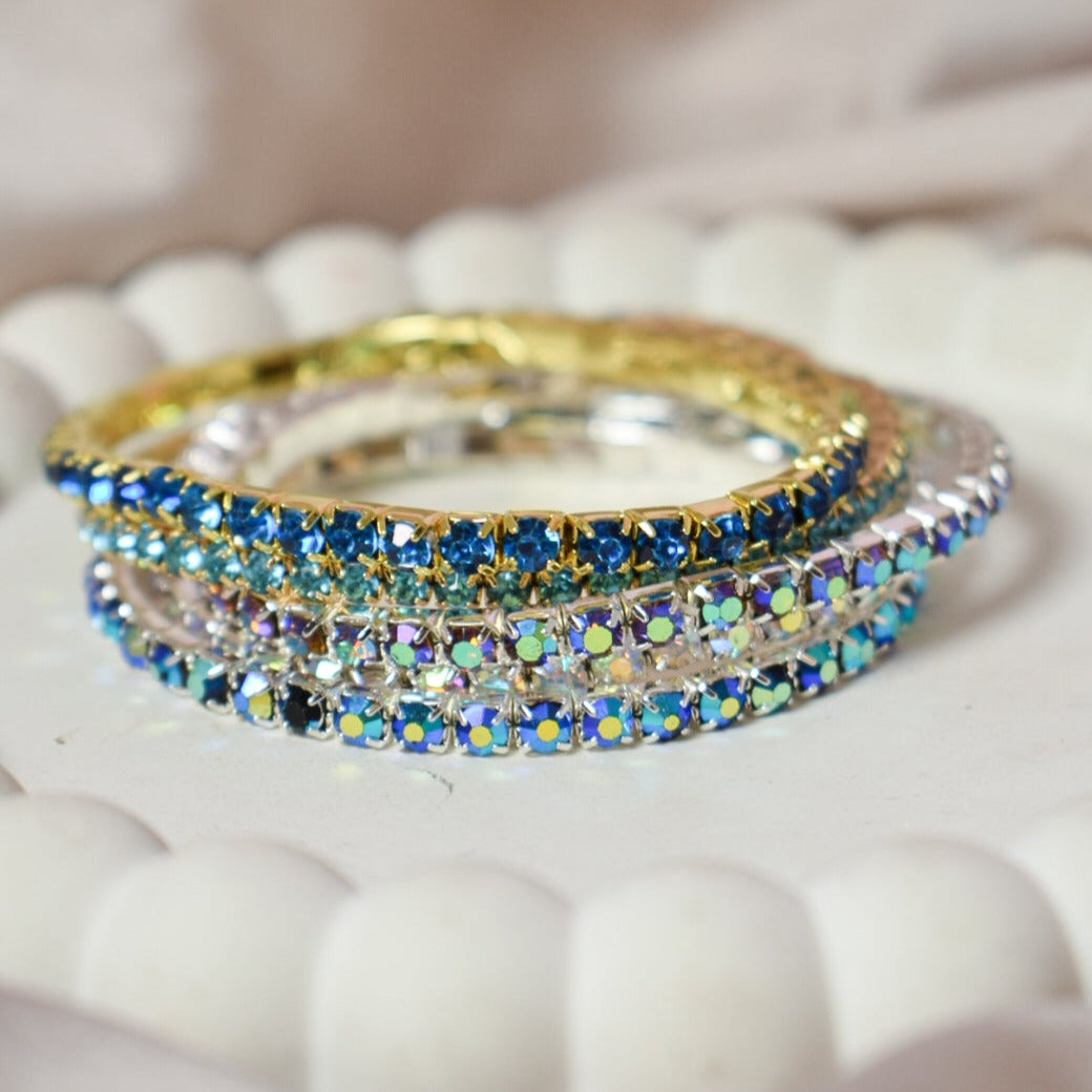 Electric Blue Glam Stackable Bands (Set of 5)