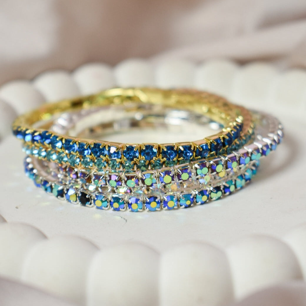 Electric Blue Glam Stackable Bands (Set of 5) - Salty Accessories
