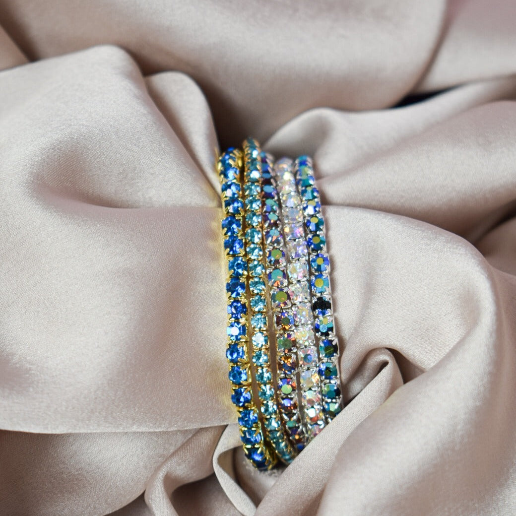 Electric Blue Glam Stackable Bands (Set of 5) - Salty Accessories