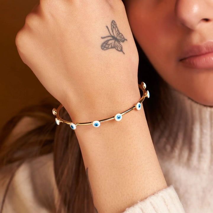 Elegant Evil Eye Bangle - Salty Accessories