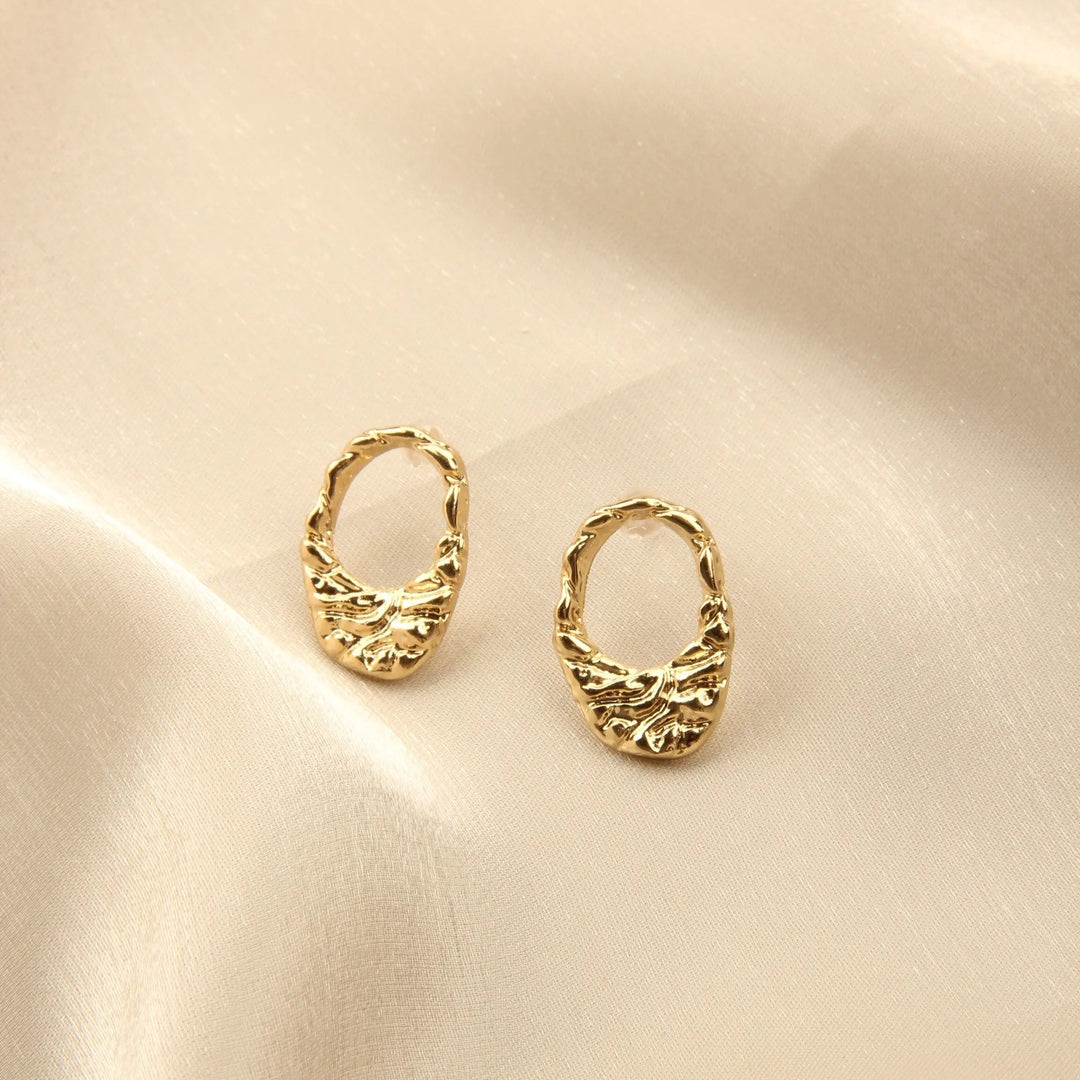 Elegant Geometric Gold Plated Cutout Fine Earrings - Salty Accessories