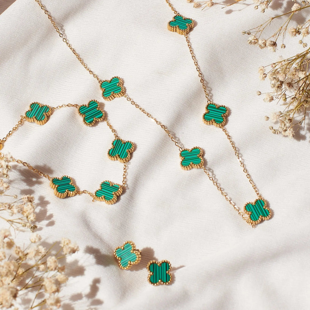 Emerald Clover Affair Jewellery Set - Salty Accessories