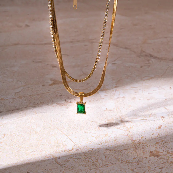 Emerald Layered Necklace | Salty