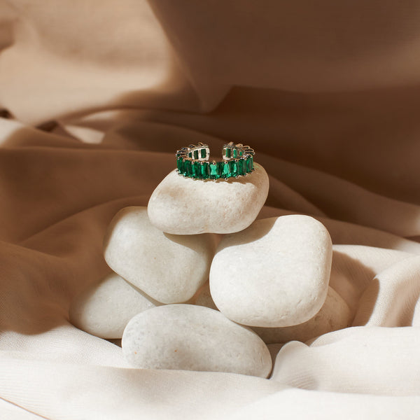 Emerald Cubic Tennis Ring