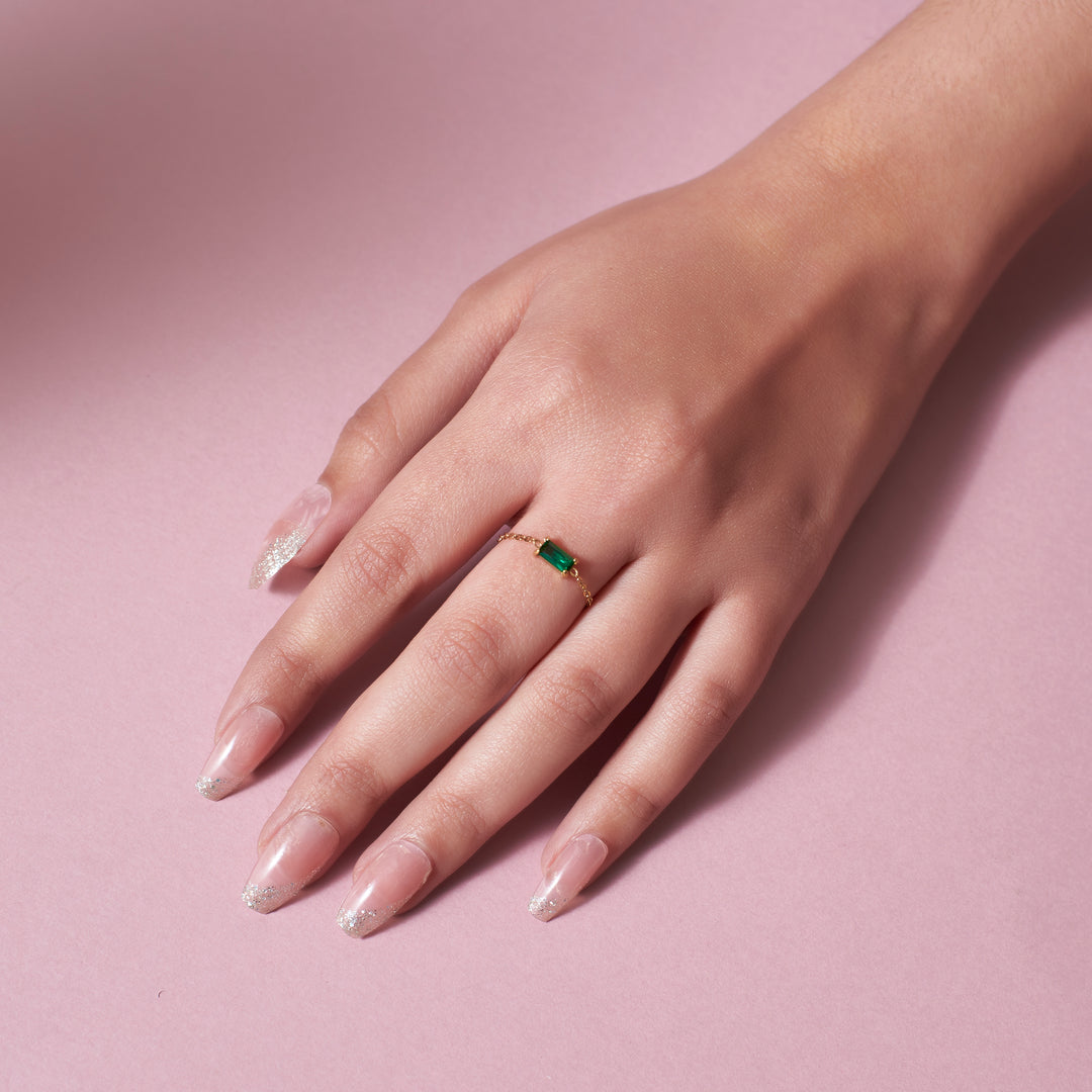 Emerald Green Self-Love Chain Ring