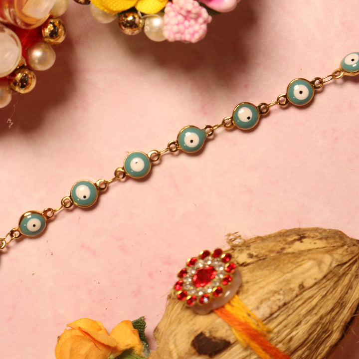 Set of 3 Multi Coloured Evil Eye Rakhi For Siblings - Salty Accessories