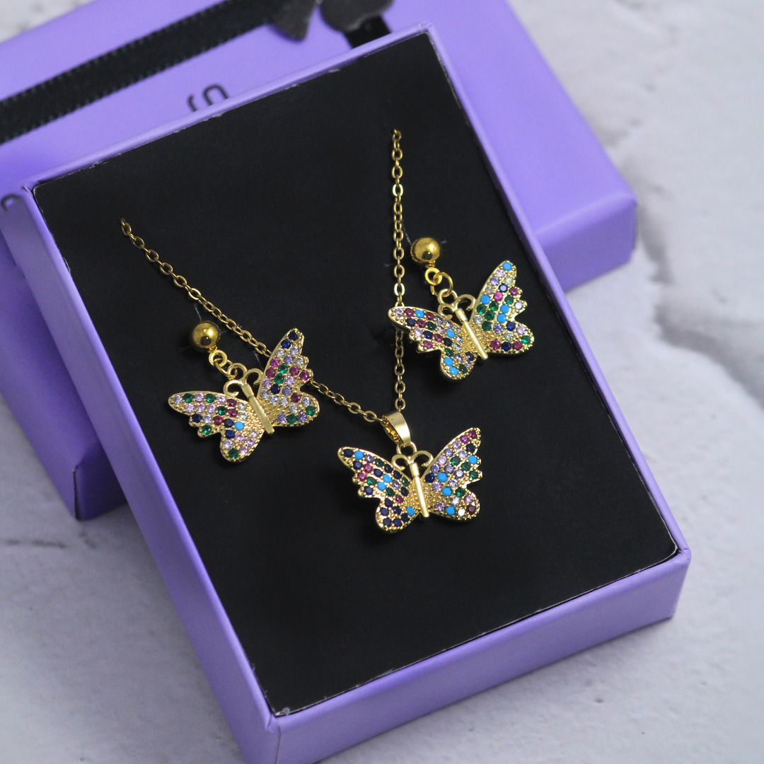 Enchanting Fly Earrings and Necklace Set