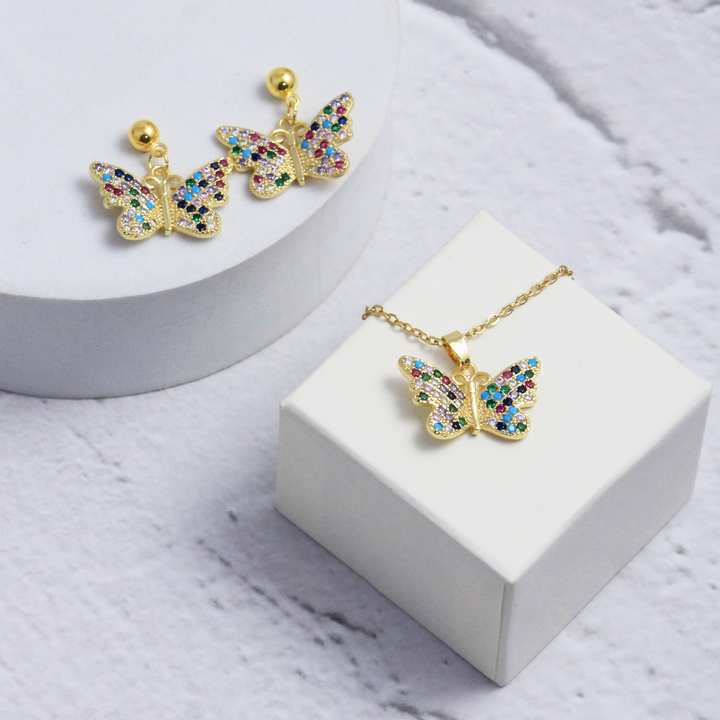 Enchanting Fly Earrings and Necklace Set