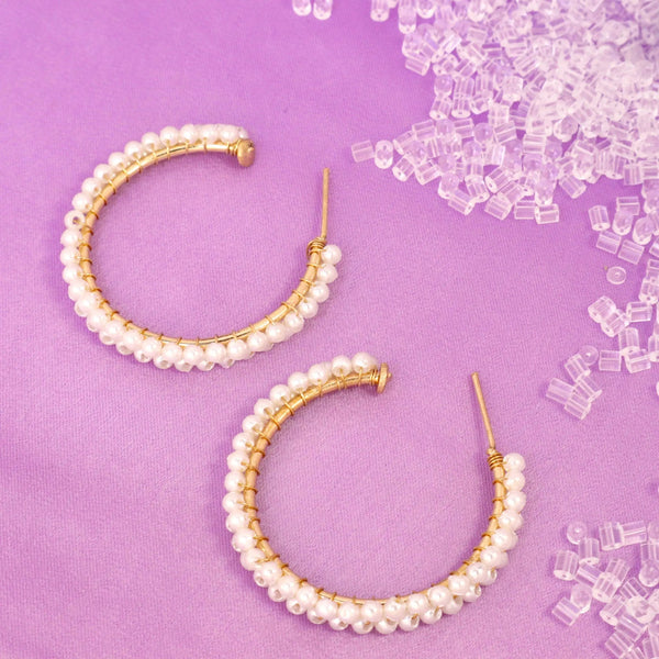 Ethnic Pearl Wrapped Hoop