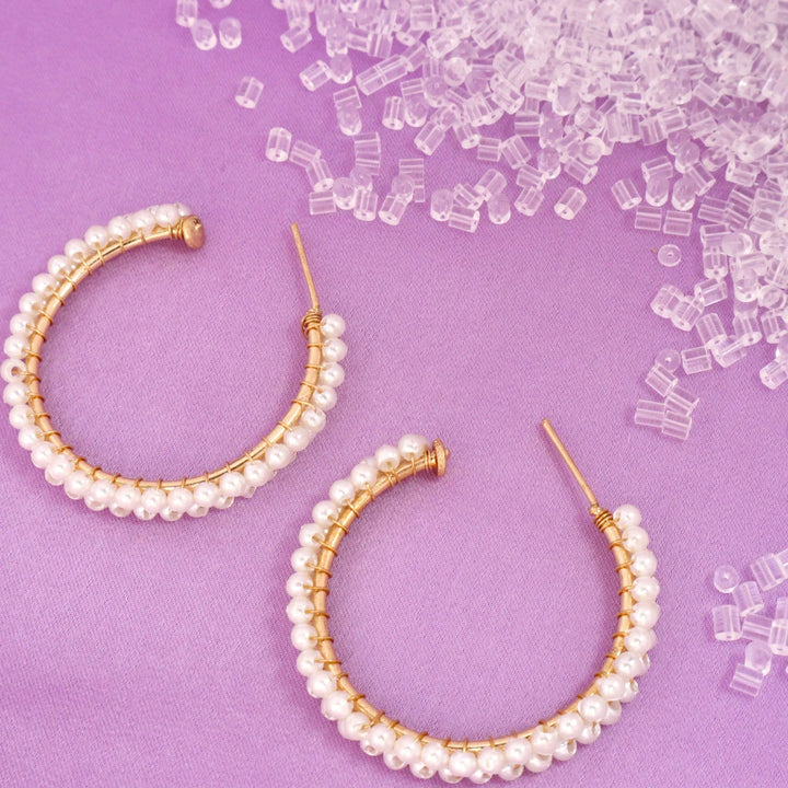 Ethnic Pearl Wrapped Hoop