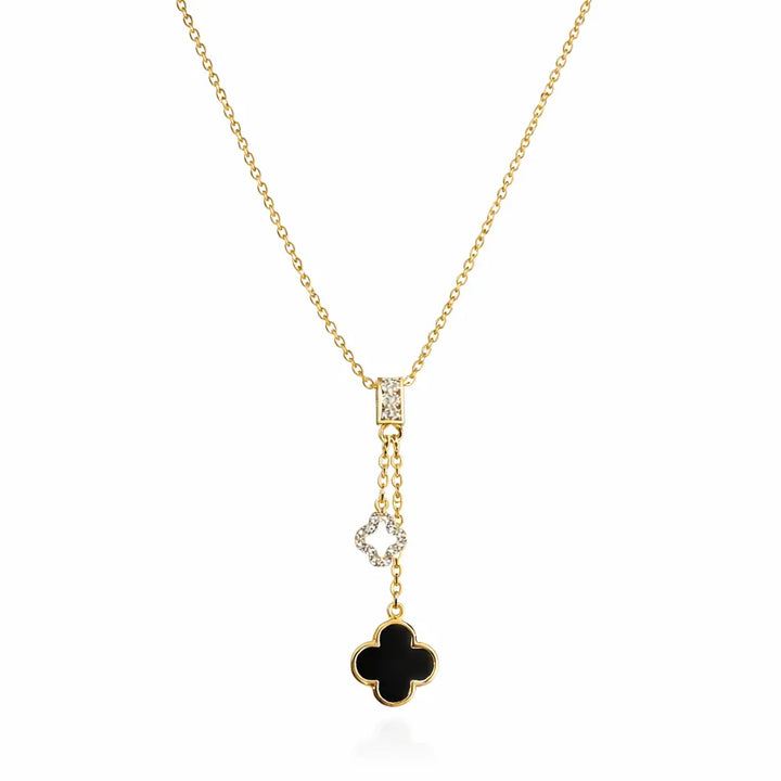 Evergreen Clover Hanging Gold & Black Necklace | Salty