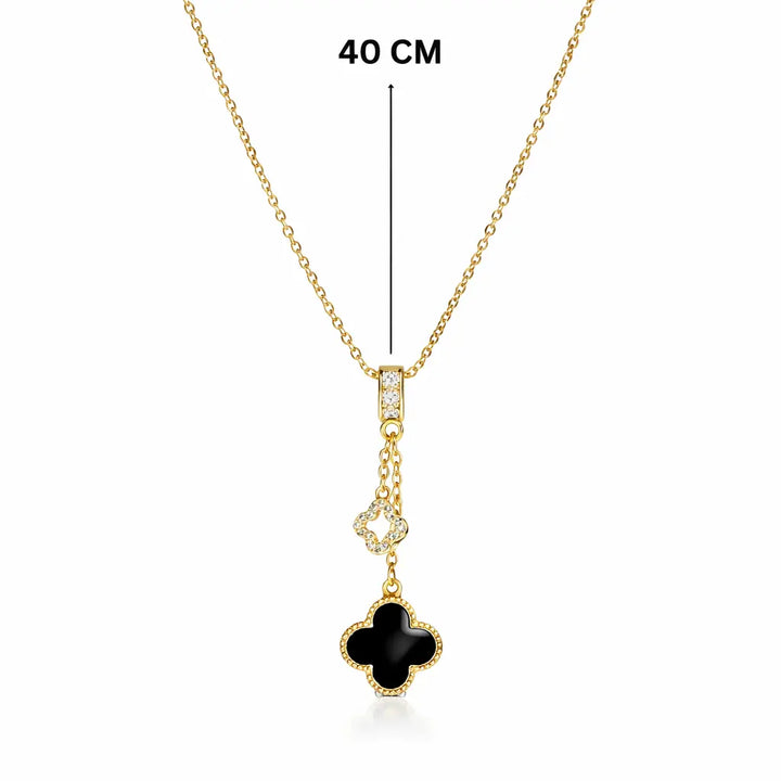 Evergreen Clover Hanging Gold & Black Necklace | Salty