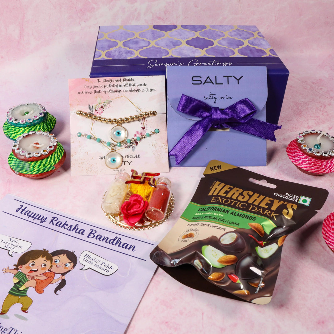 Evil Evil Rakhi Gift Box For Bhaiya And Bhabhi - Salty Accessories