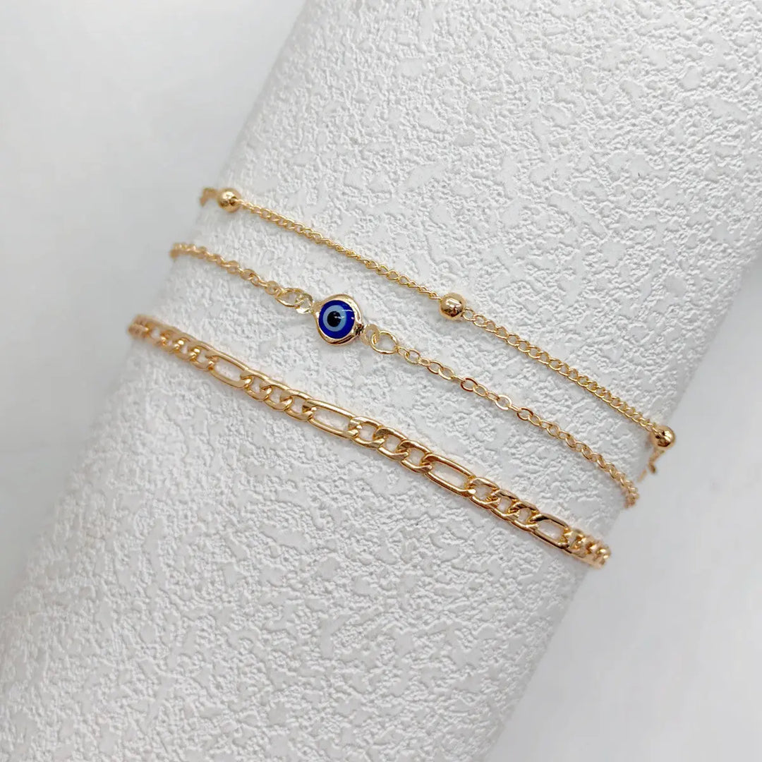 3-Piece Evil Eye Minimalist Bracelet - Salty Accessories