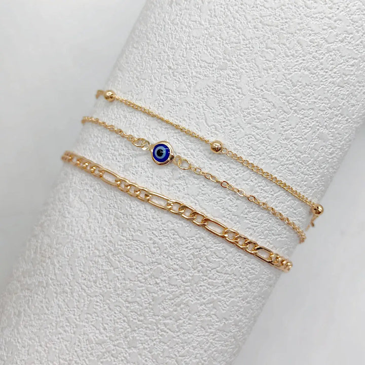 3-Piece Evil Eye Minimalist Bracelet - Salty Accessories