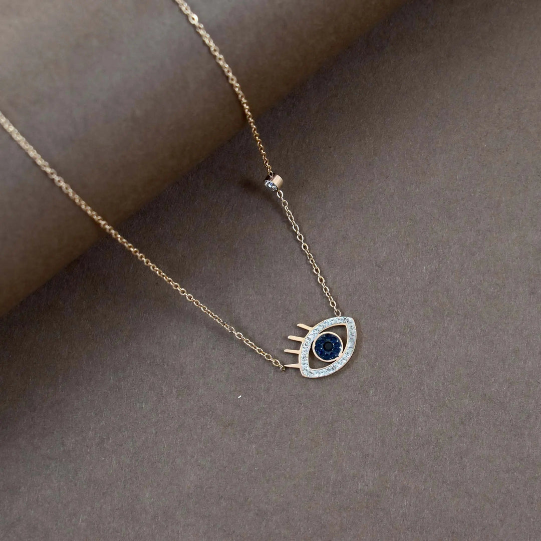 Evil Eye Black Crystal Studded Necklace - Salty Accessories
