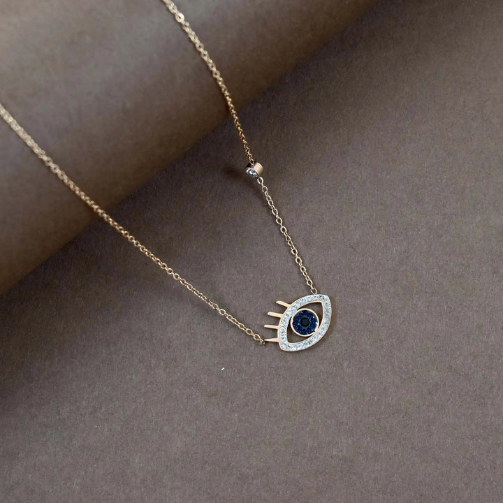 Evil Eye Black Crystal Studded Necklace - Salty Accessories