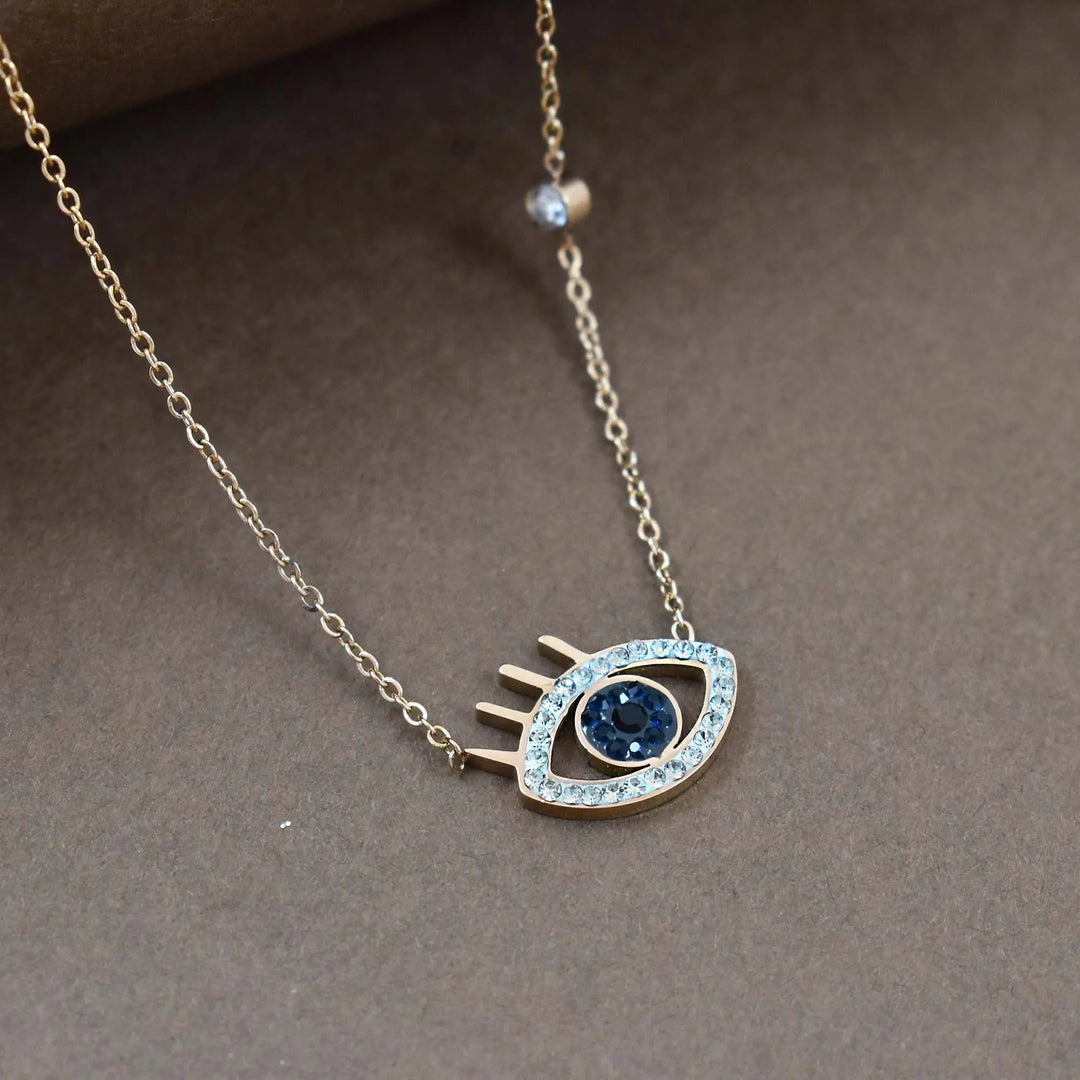 Evil Eye Black Crystal Studded Necklace - Salty Accessories