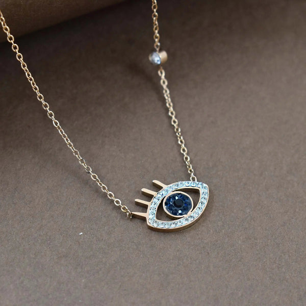 Evil Eye Black Crystal Studded Necklace