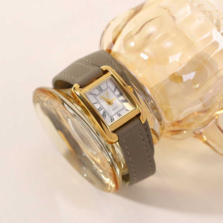 Vintage Muse Leather Strap Wrapable Watch - Grey