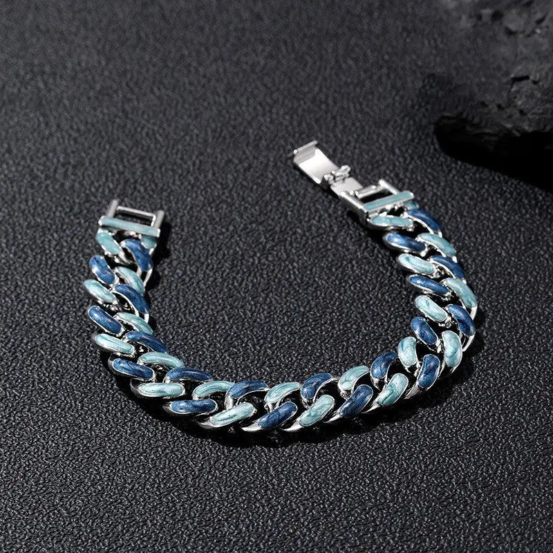 Fjord Cuban Bracelet in Silver Blue Finish | Salty