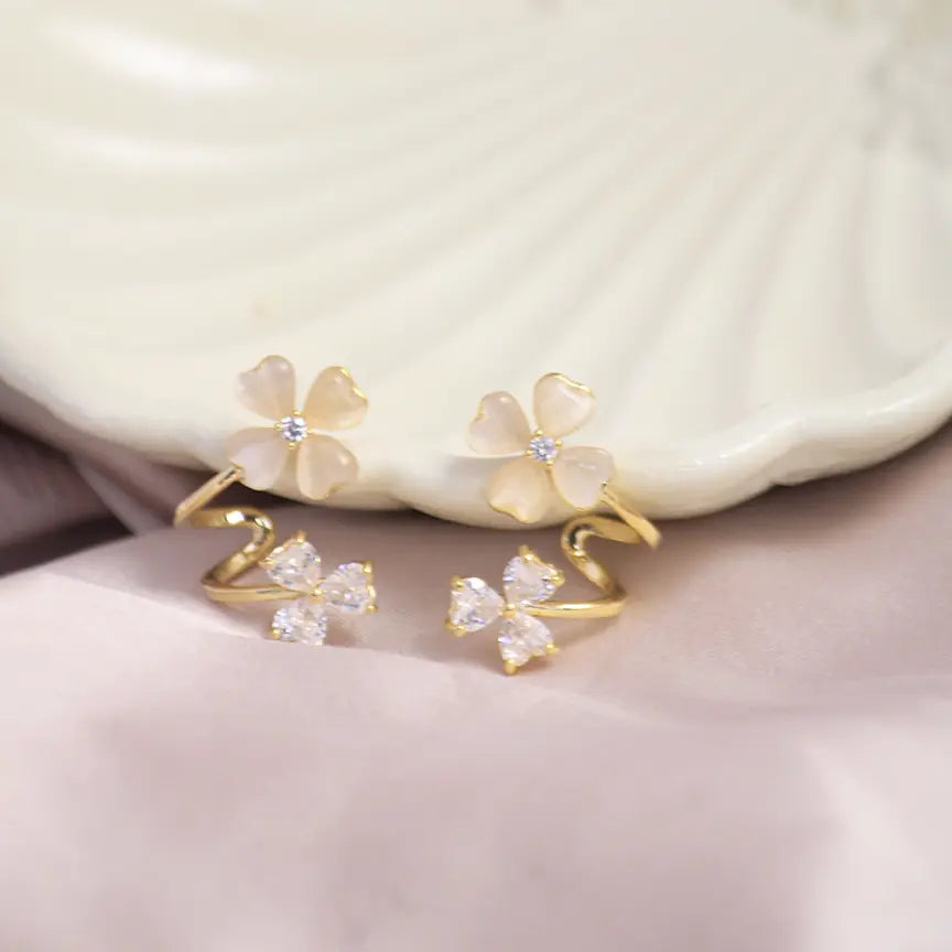 Fleur Golden Earrings - Salty Accessories