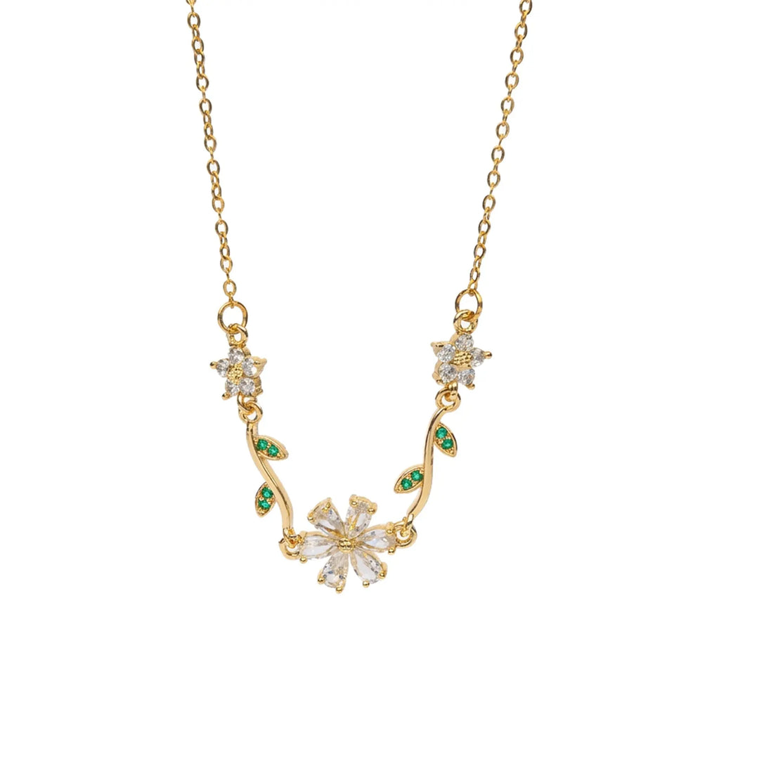 Fleuria Minimal Necklace and Earring Set - White | Salty