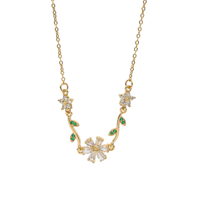 Fleuria Minimal Necklace and Earring Set - White | Salty