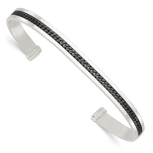 Flewt Black Silver Cuff For Him