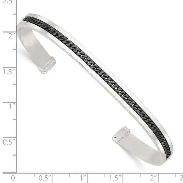Flewt Black Silver Cuff For Him