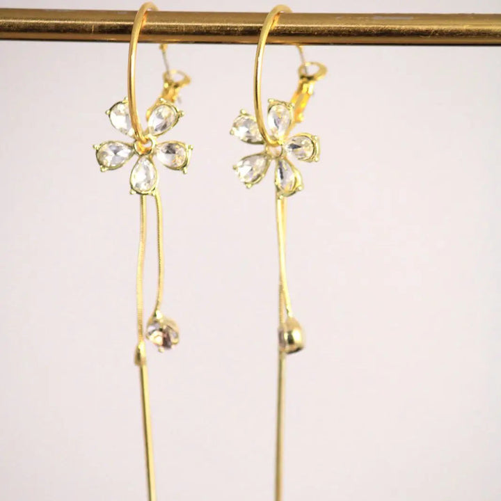 Floral Golden Hoops Earrings - Salty Accessories