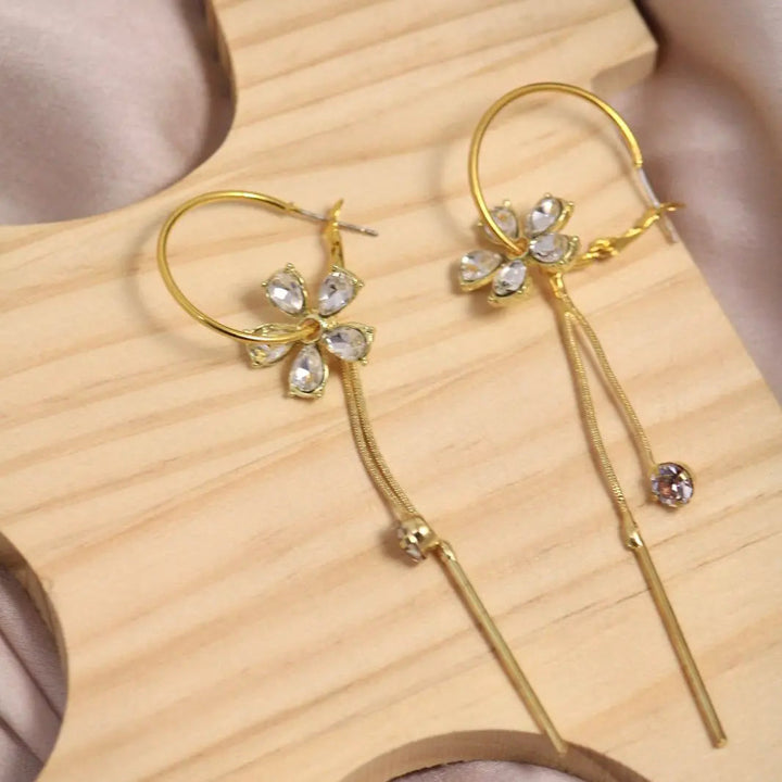 Floral Golden Hoops Earrings - Salty Accessories