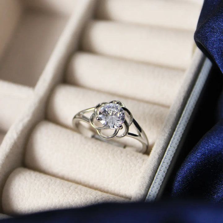 Flowers Diamond Silver Ring