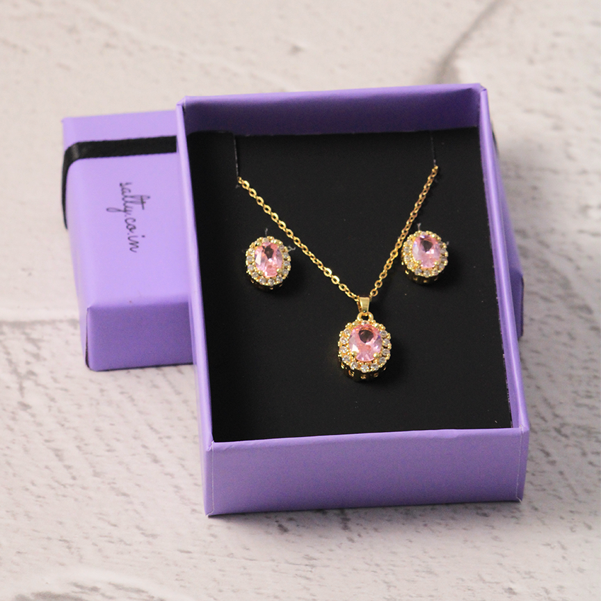 Fuchsia Earrings and Necklace Set