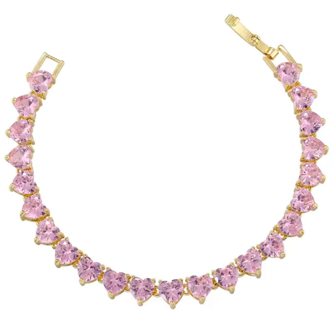 Heartstrings Diamond Tennis Bracelet - Pink