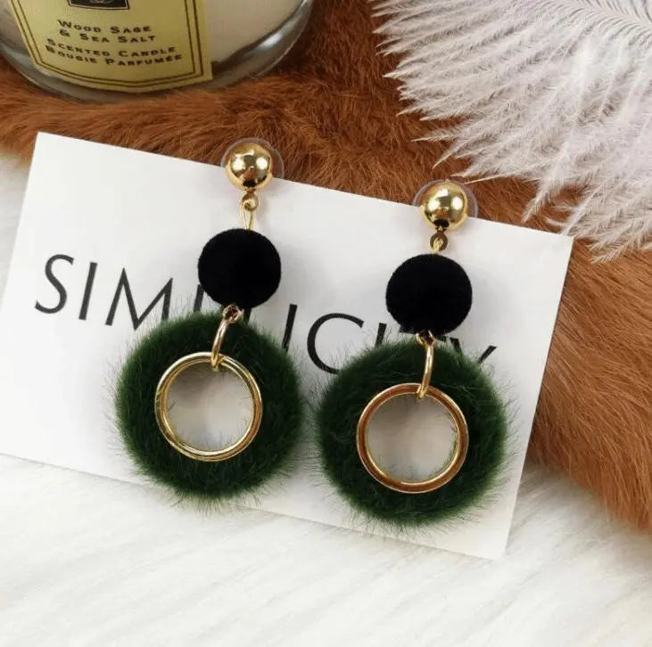 Fur Ball Tassel Earrings - Salty Accessories