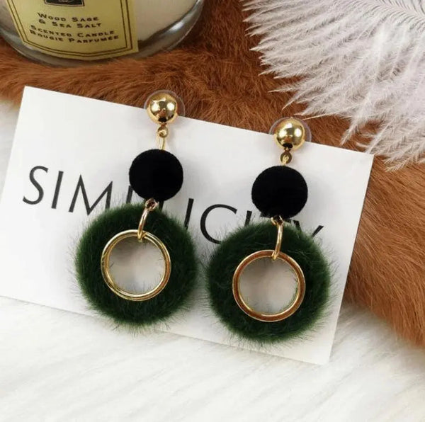 Fur Ball Tassel Earrings