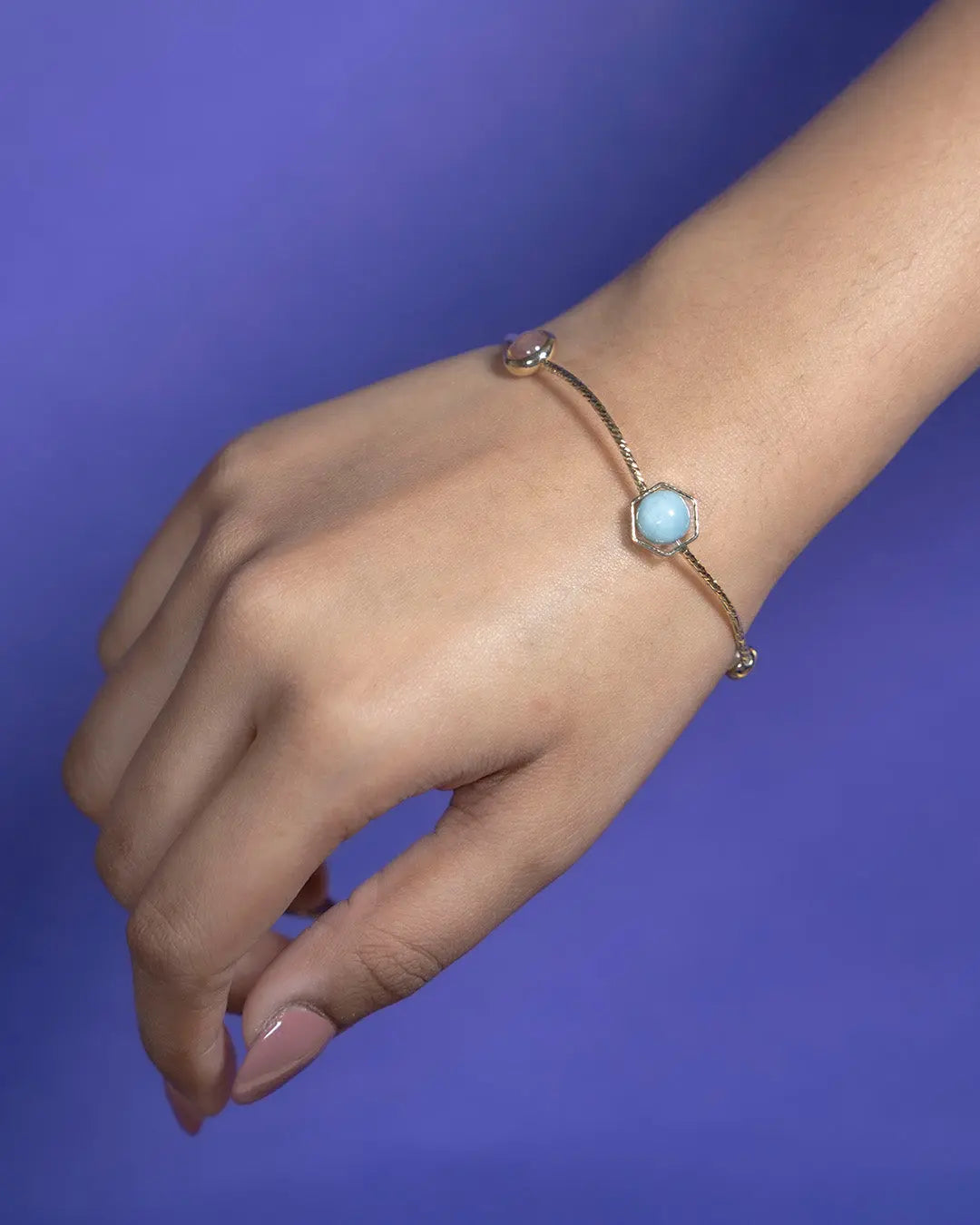 Gema Pink Blue Stone Chain Bracelet - Salty Accessories