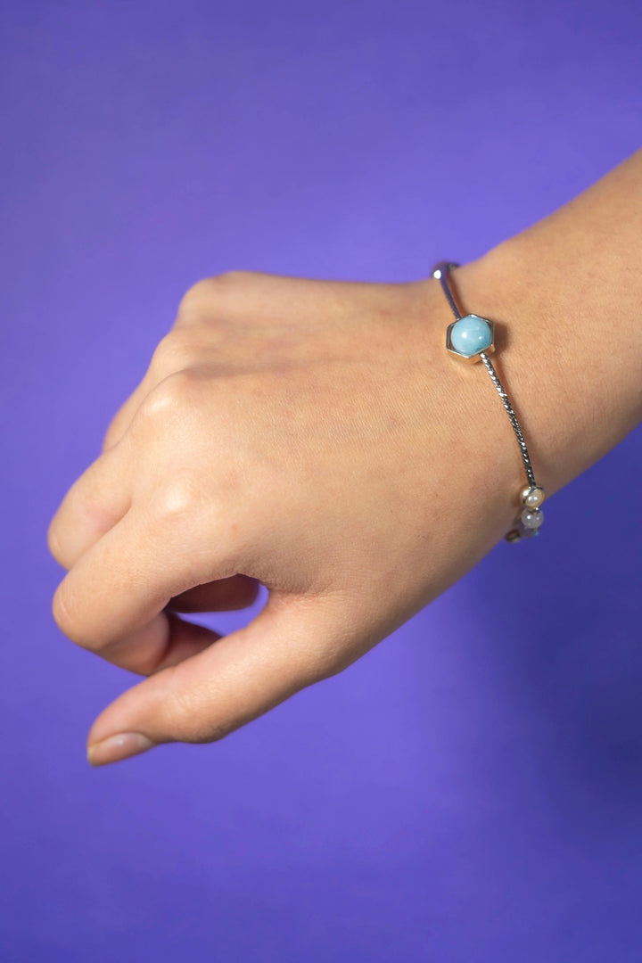Gema Pink Blue Stone Chain Bracelet - Salty Accessories