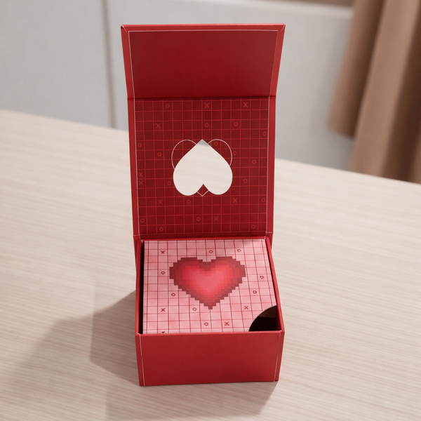 Pixelated Heart Cutout Box - Red