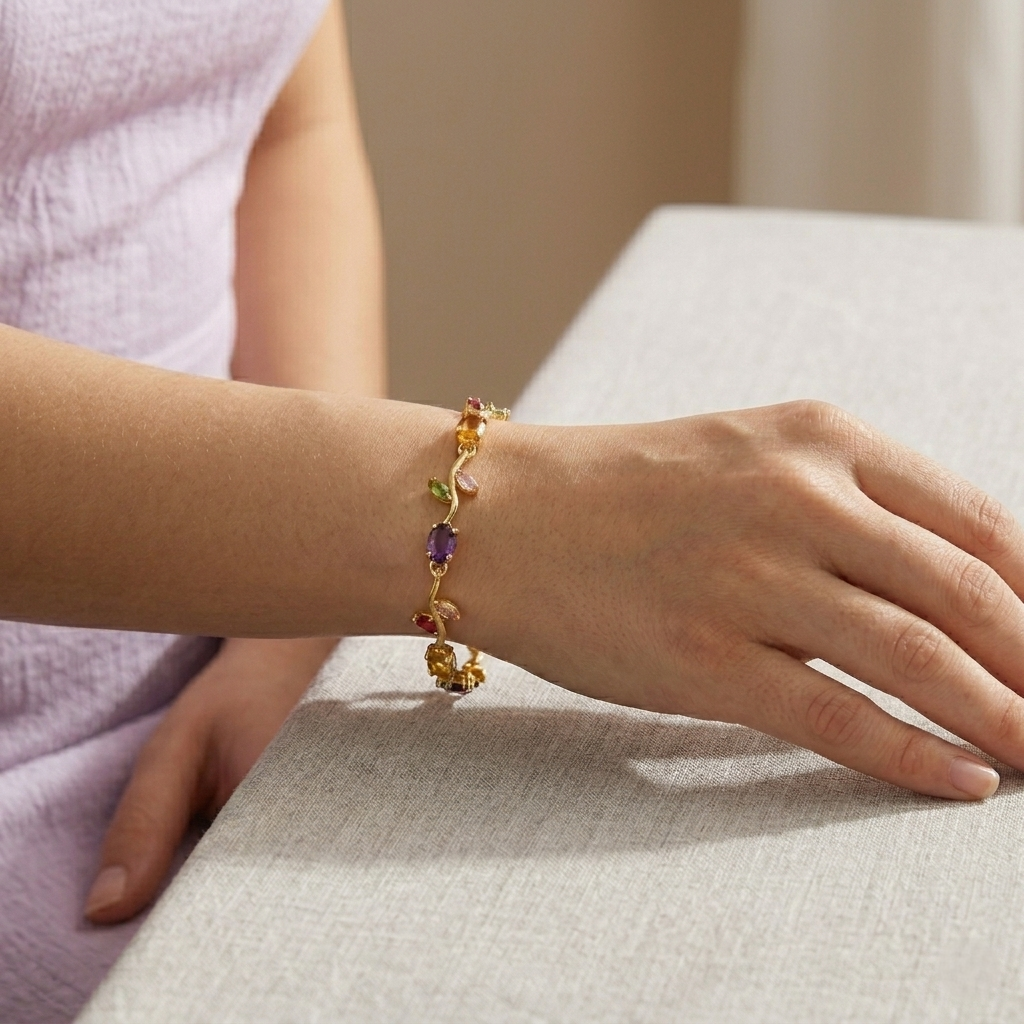 Crystal Multicolor Stone Bracelet (Pack of 1)