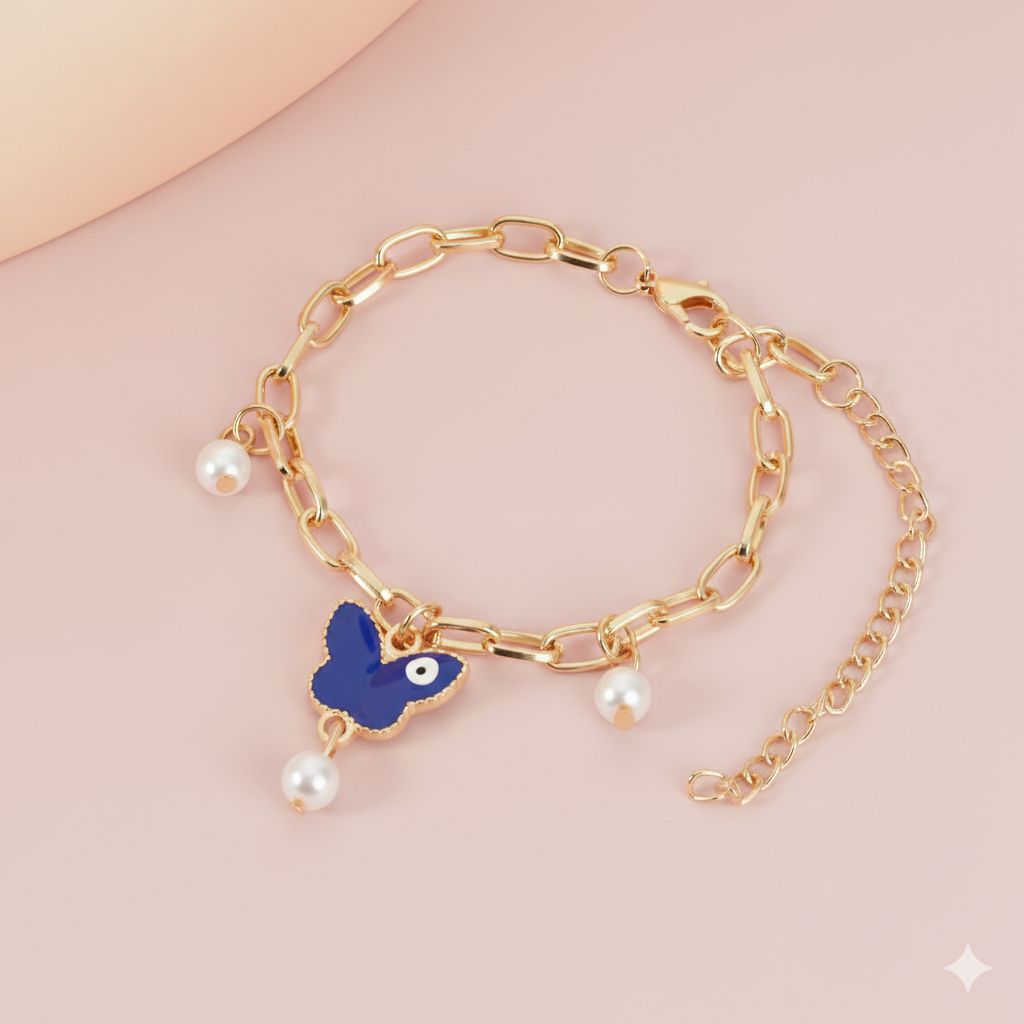Butterfly Painted Evil Eye Bracelet