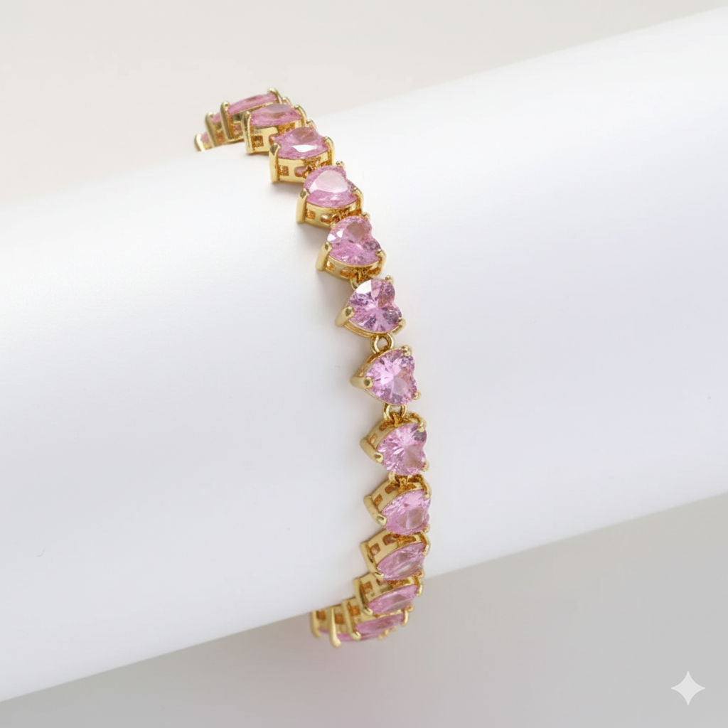 Heartstrings Diamond Tennis Bracelet - Pink