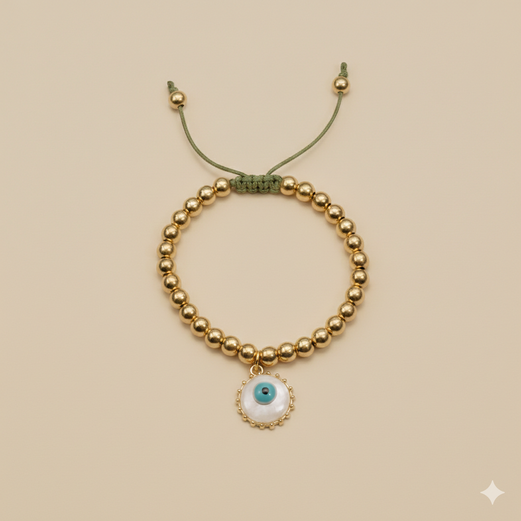 Golden Retro Evil Eye Bracelet