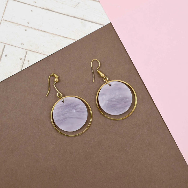 Geometric Acetate Greek Style Round Earrings - Purple - Salty Accessories