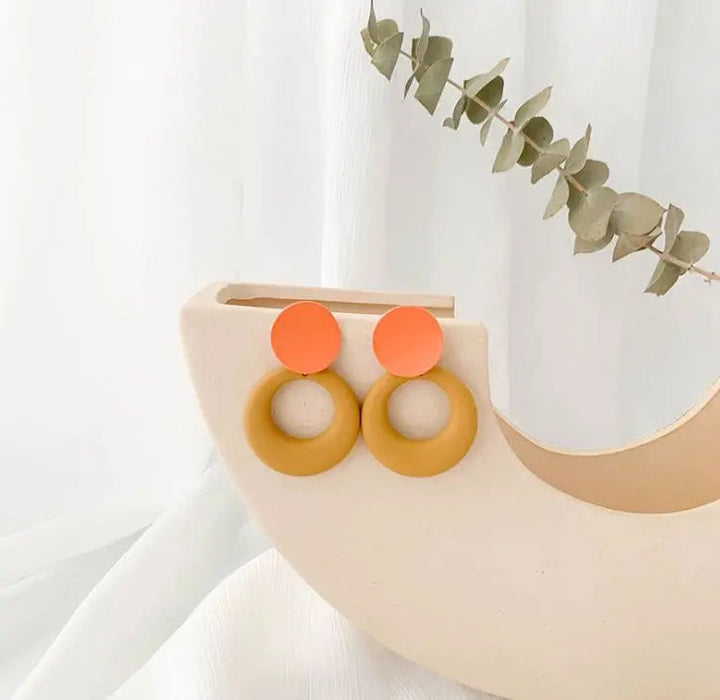 Geometric Stud Earrings Orange - Salty Accessories