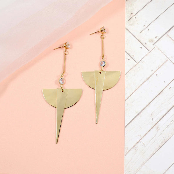 Geometric golden plate earrings