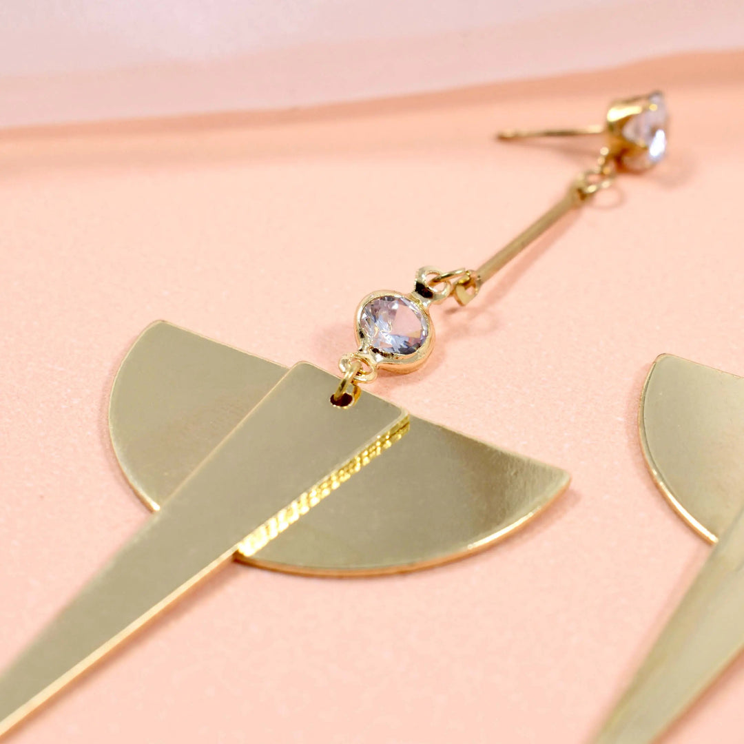 Geometric golden plate earrings - Salty Accessories