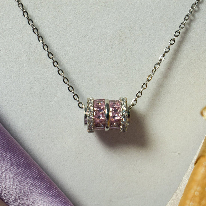 Glamourous Pink Cubic Necklace